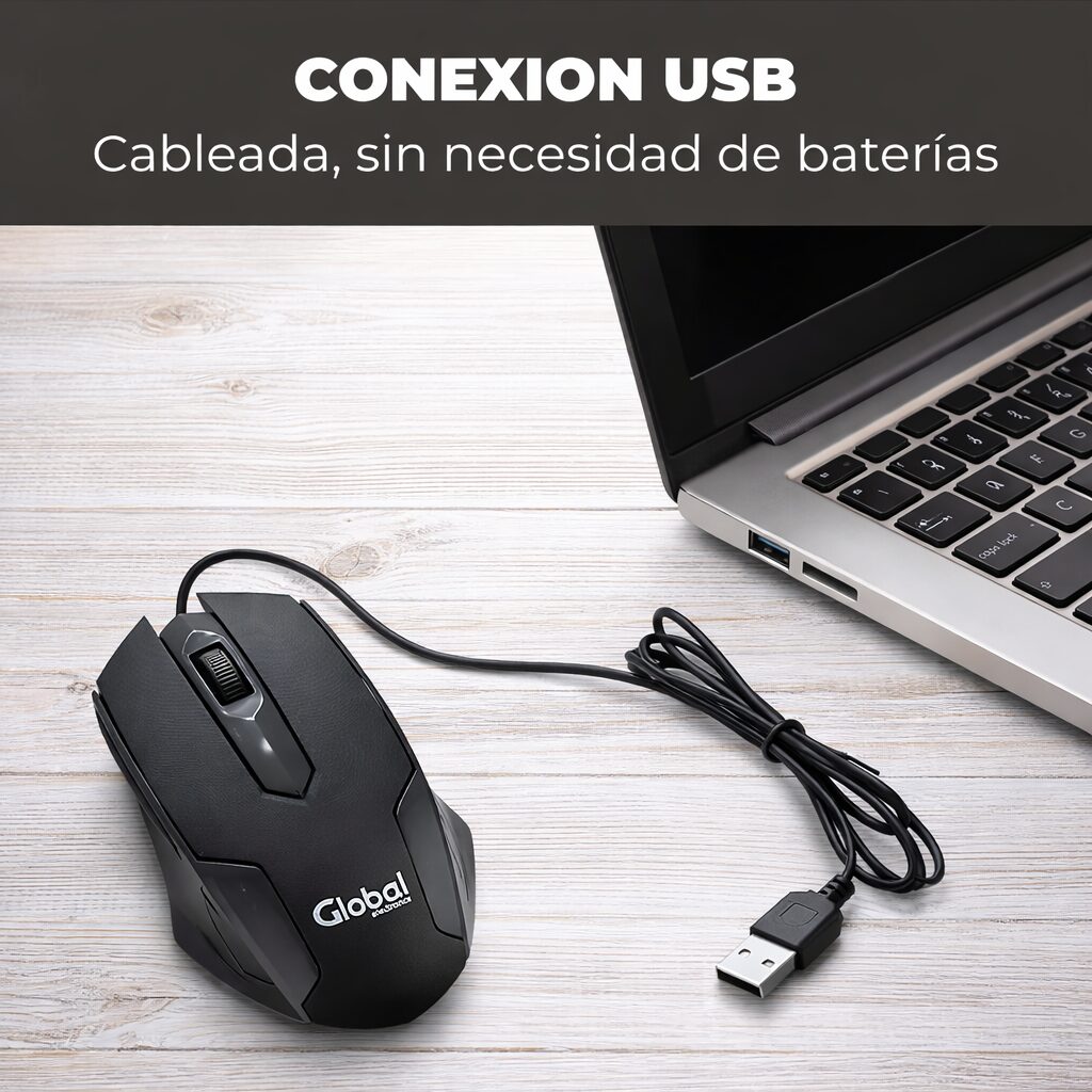 MOUSE ÓPTICO ERGONÓMICO USB SCROLL BLISTER GLOBAL M307 NEGRO - Imagen 5