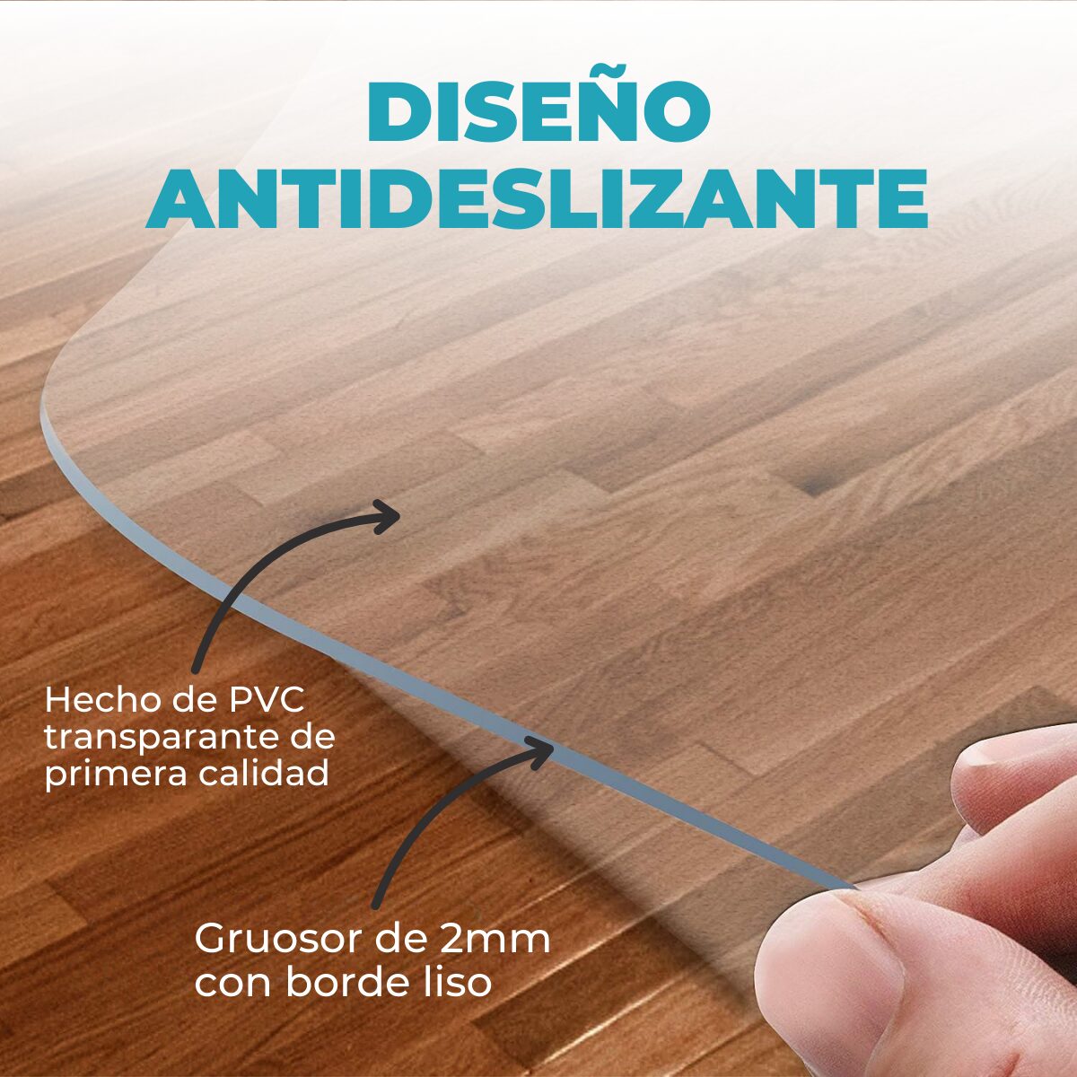 ALFOMBRA PROTECTORA PARA HABITACIÓN U OFICINA DE PVC – COLOR TRANSPARENTE – MEDIDAS 90X120CM - Imagen 2