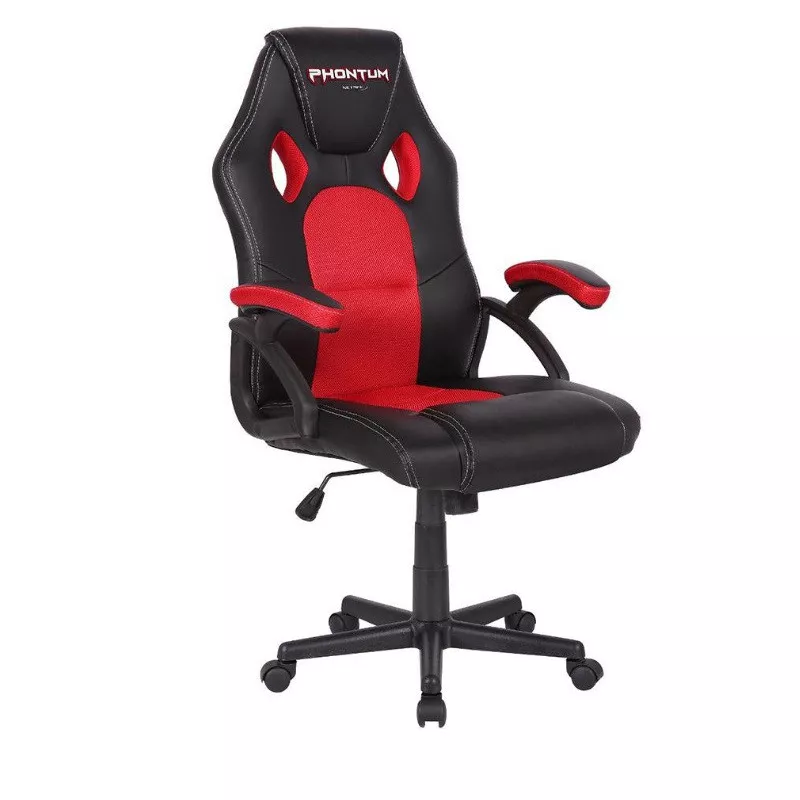 SILLA GAMER NETMAK PHONTUM ERGONÓMICA - CUERO SINTÉTICO SUAVE ROJA - Imagen 2